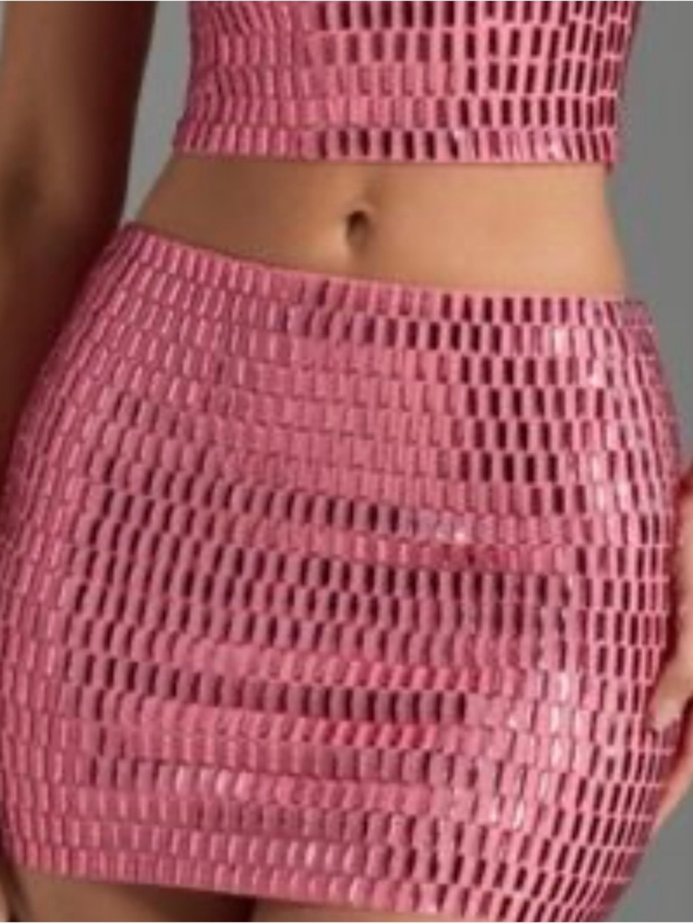 OH POLLY PINK ADAIA SET EMBELLISHED  Mini Skirt SET in PINK NWT BEAUTIFUL 😍 SZ6